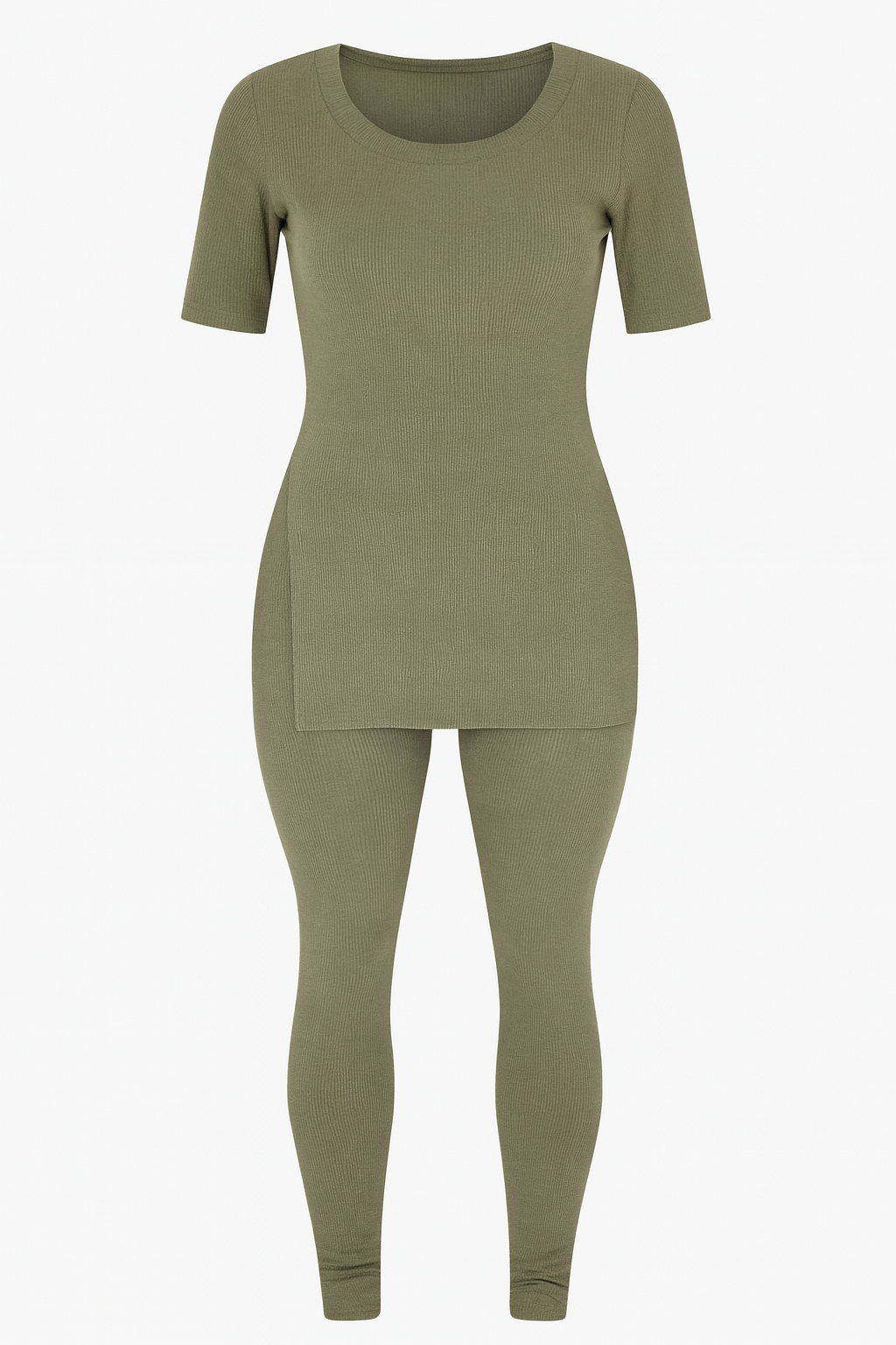 Zammi 2 PIECE SIDE SPLIT TOP WITH LEGGINGS in Grey - Lifestyle Image