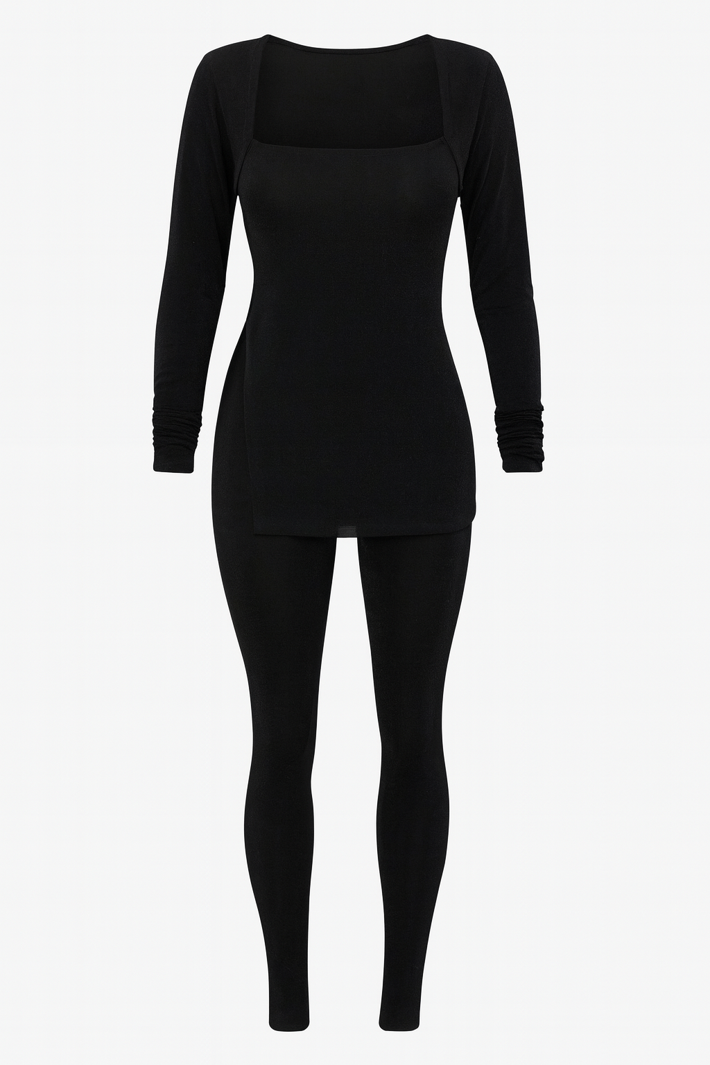 Zammi LONG SLEEVE TOP WITH MATCHING LEGGINGS SET in Black - Product Image